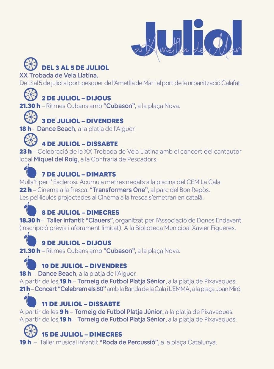 Agenda Juliol 2026