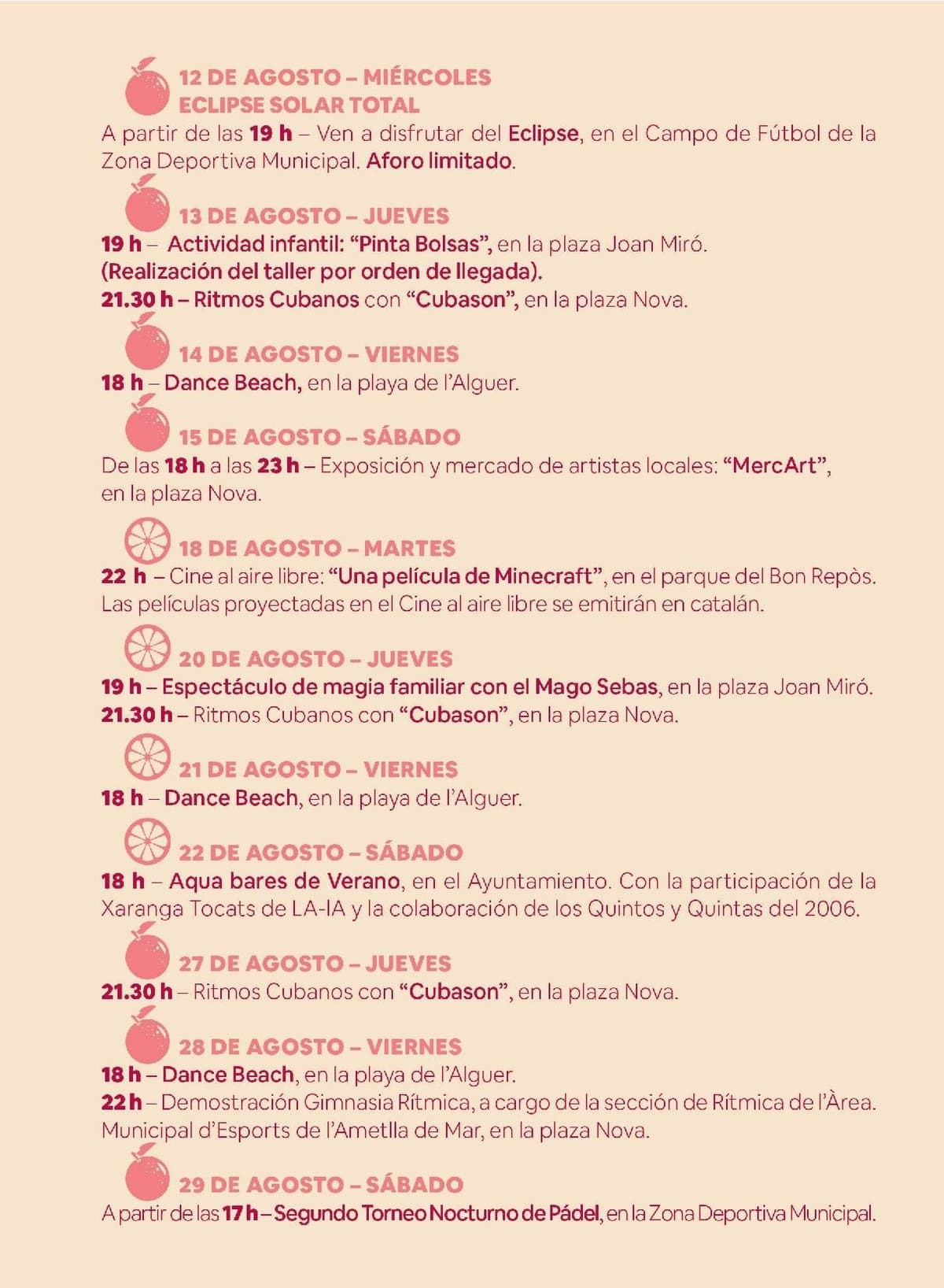 Agenda Agosto 2026