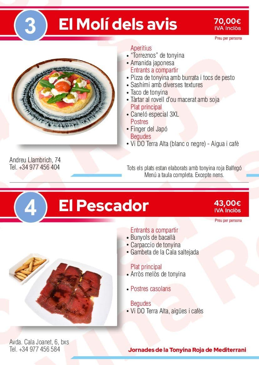 Menús gastronómicos del atún rojo
