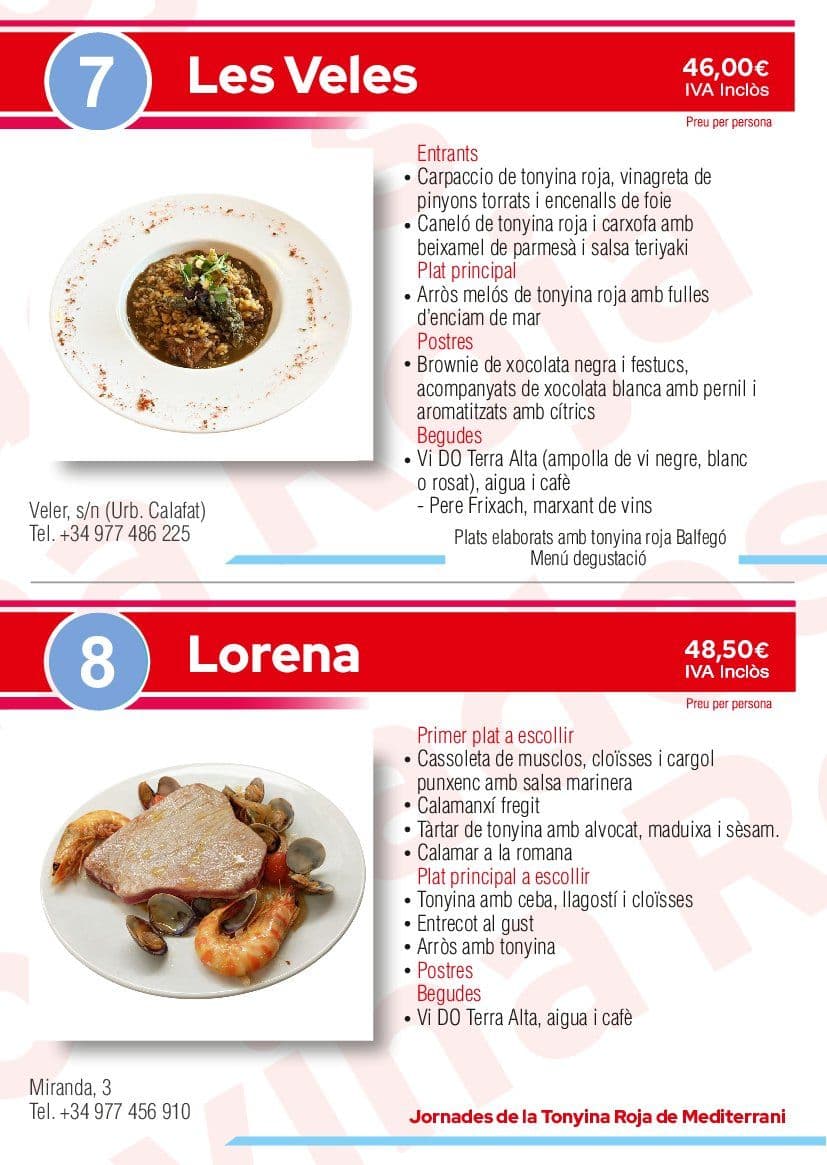 Menús gastronómicos del atún rojo